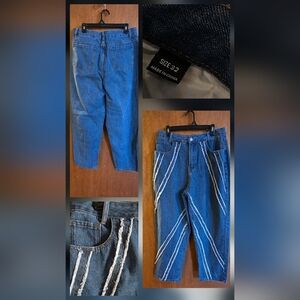 Women's Blue Jeans with Distressed Detailing